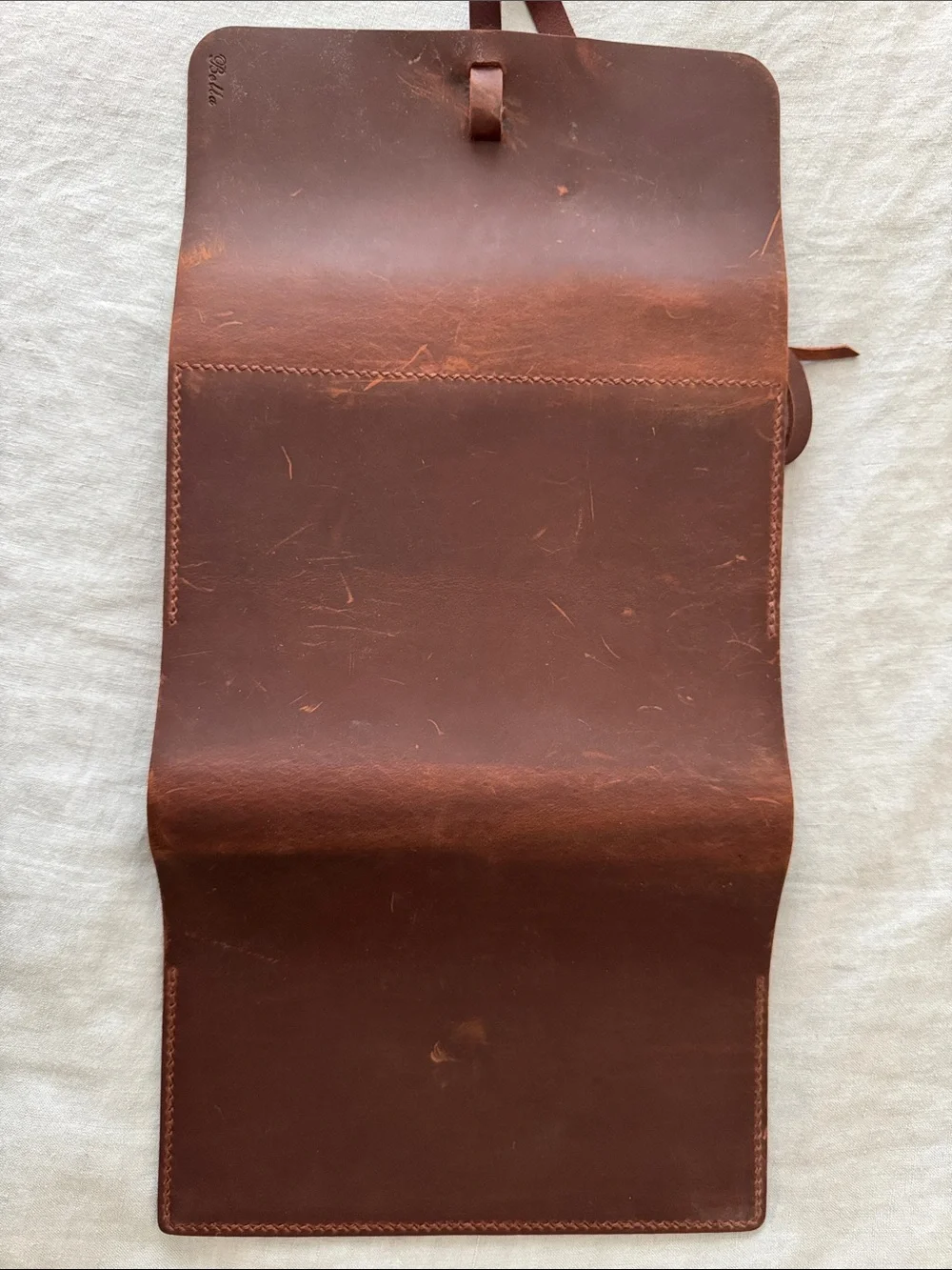 Genuine Brown Leather Handmade Refillable Journal with Key Charm “Bella” Unused